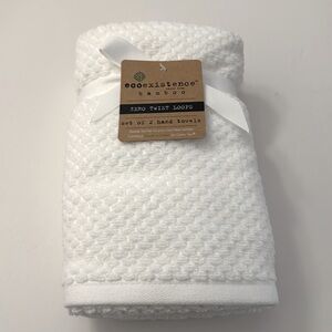 2pc ECOEXISTENCE Bamboo Zero Twist Loops Bath Hand Towel Set - White